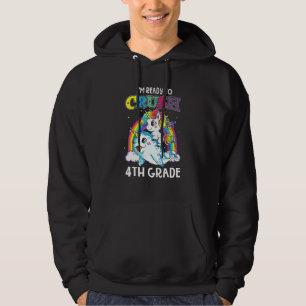 Im Ready To Crush 4th Grade Narwhal Unicorn Back T Hoodie
