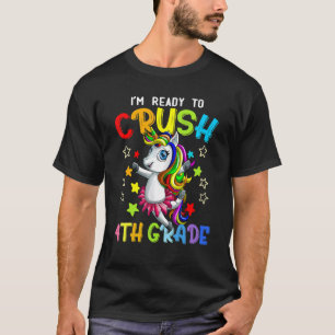 I'm Ready To Crush 4th Grade Narwhal Unicorn Back T-Shirt