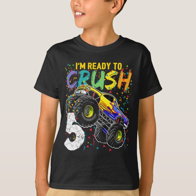 I'm Ready to Crush 5 Monster Truck 5th Birthday  T-Shirt (Front)