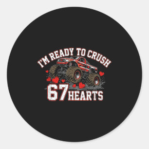 I'm Ready To Crush 67 Hearts Kids Valentine Day  Classic Round Sticker