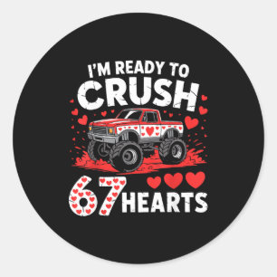 Im Ready To Crush 67 Hearts Truck 7 6 Valentines D Classic Round Sticker