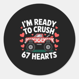 I'm Ready To Crush 67 Hearts Truck Valentines Day  Classic Round Sticker