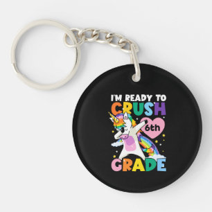 I'm Ready To Crush 6th Grade Unicorn Heart 1st Day Key Ring
