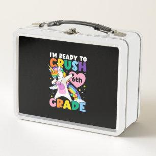 I'm Ready To Crush 6th Grade Unicorn Heart 1st Day Metal Lunch Box