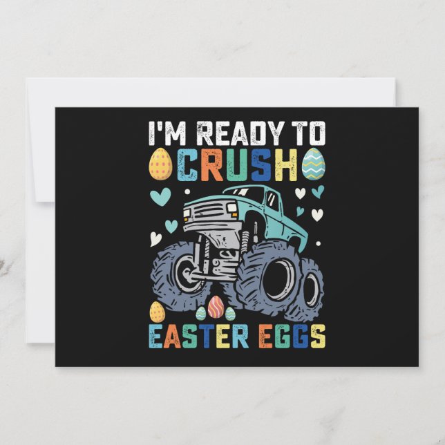 I'm Ready To Crush Easter Eggs Monster Truck Invitation (Front)