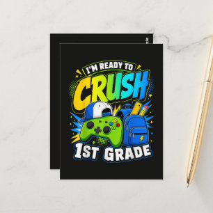 Im Ready to Crush First Grade Back to School Postcard