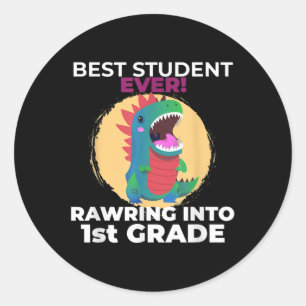 Im Ready To Crush First Grade Dinosaur Back To Sch Classic Round Sticker
