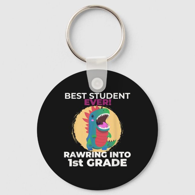 Im Ready To Crush First Grade Dinosaur Back To Sch Key Ring (Front)