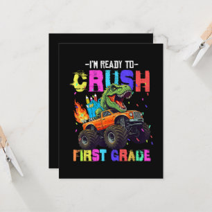I'm Ready To Crush First Grade Dinosaur Truck Invitation