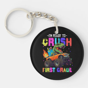 I'm Ready To Crush First Grade Dinosaur Truck Key Ring