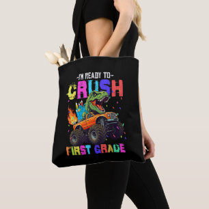 I'm Ready To Crush First Grade Dinosaur Truck Tote Bag