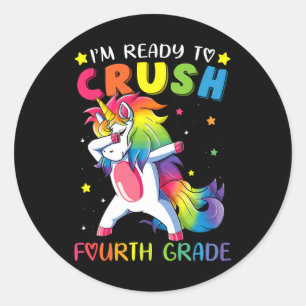I'm ready to crush Fourth Grade  Fun Dabbing Unico Classic Round Sticker