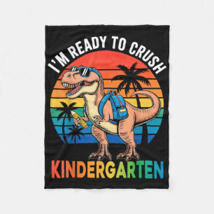 Im Ready To Crush Kindergarten Back To School Dino Fleece Blanket