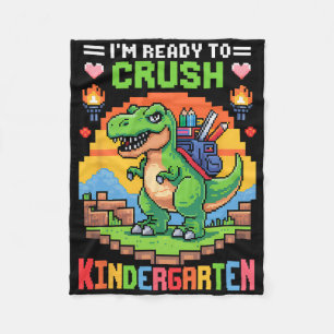 I'm Ready To Crush Kindergarten Dinosaur Gamer Boy Fleece Blanket