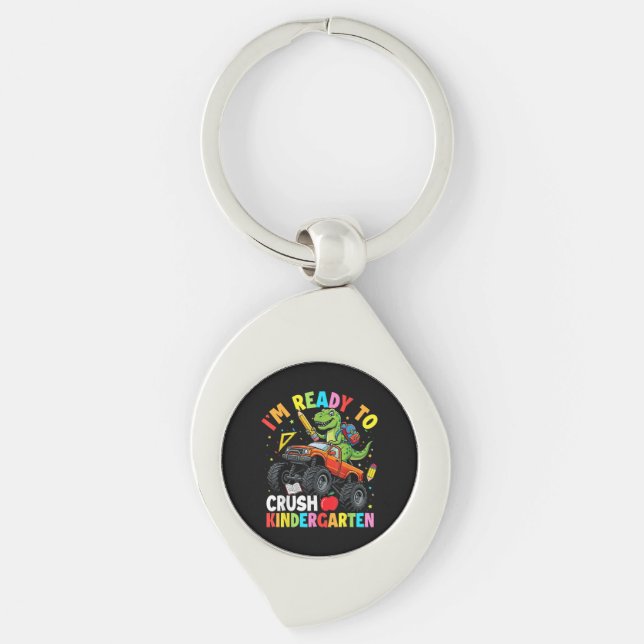 I'm Ready to Crush Kindergarten First Day dinosaur Key Ring (Front)
