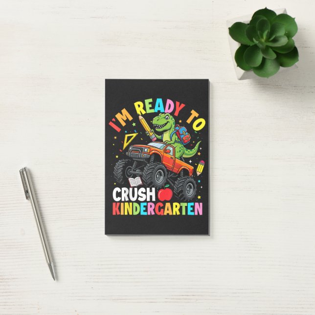 I'm Ready to Crush Kindergarten First Day dinosaur Post-it Notes (Office)