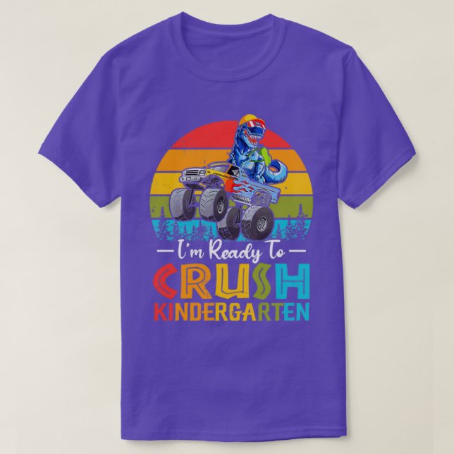 Im Ready To Crush Kindergarten Retro Sunset Dinosa T-Shirt (Design Front)