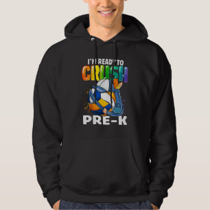 I'm Ready To Crush Pre K Volleyball Boys Kids Back Hoodie