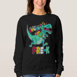 Im Ready To Crush Preschool Comic Style T-Rex Dino Sweatshirt