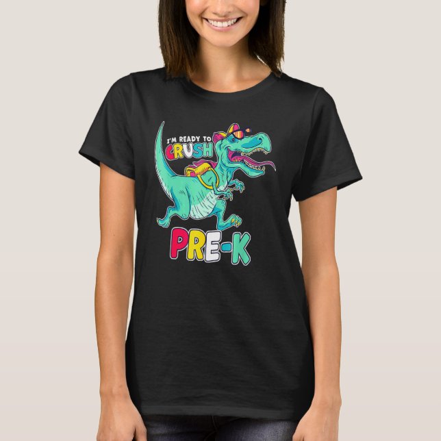 Im Ready To Crush Preschool Comic Style T-Rex Dino T-Shirt (Front)