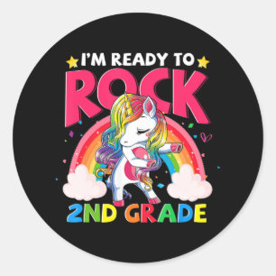 I'm Ready To Rock 2nd Grade Unicorn Girls Back To  Classic Round Sticker