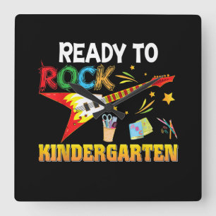 I'm Ready To Rock Kindergarten Back To School Square Wall Clock