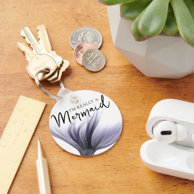 Im Really a Mermaid | Purple Mermaid Tail Quote Key Ring (Desk)
