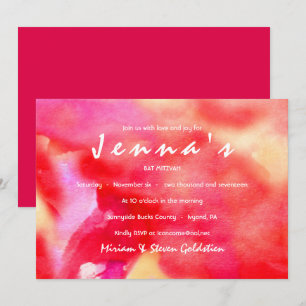 I'M RED WATERCOLOR Bat Mitzvah Invitation