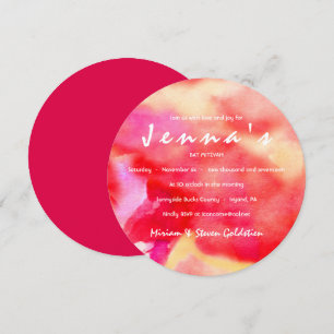 I'M RED WATERCOLOR Bat Mitzvah Invitation