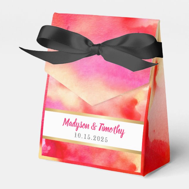 I'M RED WATERCOLOR Wedding Gift Favour Box Takeawa (Front Side)