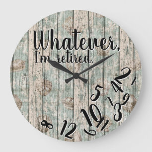 I'm Retired Beach Driftwood Funny Retirement Large Clock