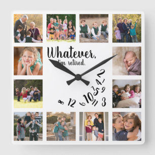 I'm Retired Photo Collage White Retirement Square Wall Clock