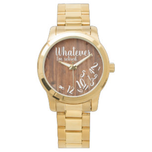 I'm Retired Rustic Wood Funny Retirement Brown Watch