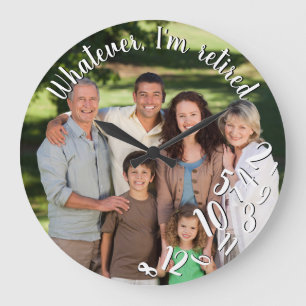 I'm Retired Rustic Wood Funny Retirement Photo Large Clock