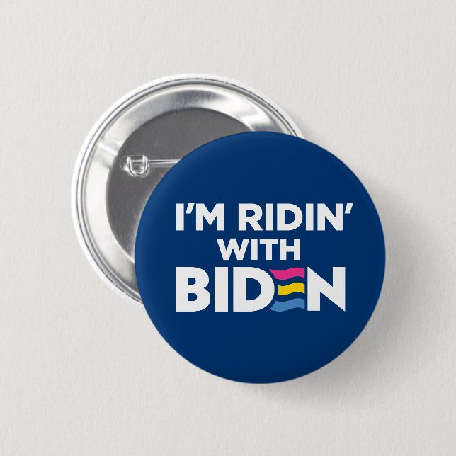 I'm Ridin With Biden 2024 LGBTQ Pansexual 6 Cm Round Badge (Front & Back)