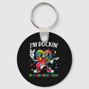 I'm Rockin' To A Different Tune Heart Autism Aware Key Ring