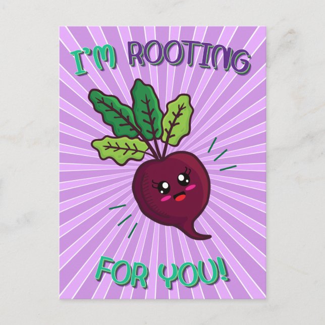 I'm Rooting For You Food Pun Postcard (Front)