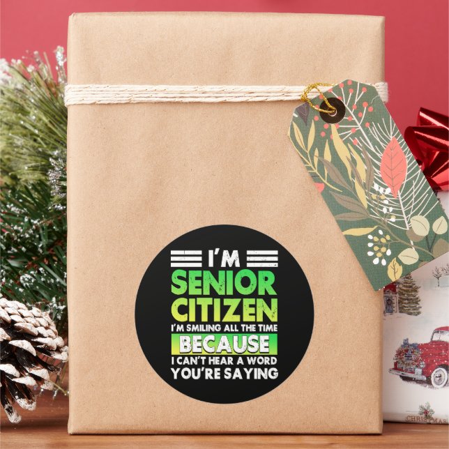 I'M Senior Citizen I'M Smiling All The Time Retro Classic Round Sticker (Holiday)