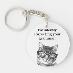 I'm silently correcting your grammar cat teacher key ring