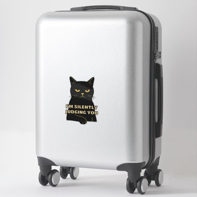 I'm Silently Judging You – Funny Black Cat Sticker (Suitcase)