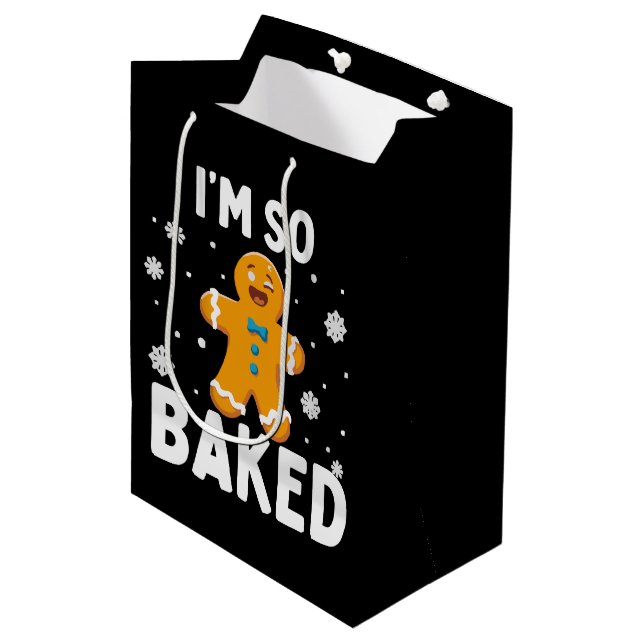 I'm So Baked Gingerbread Man Christmas Cookie Bake Medium Gift Bag (Front Angled)