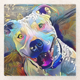 I'm So Colorful! Pitbull Dog Glass Coaster