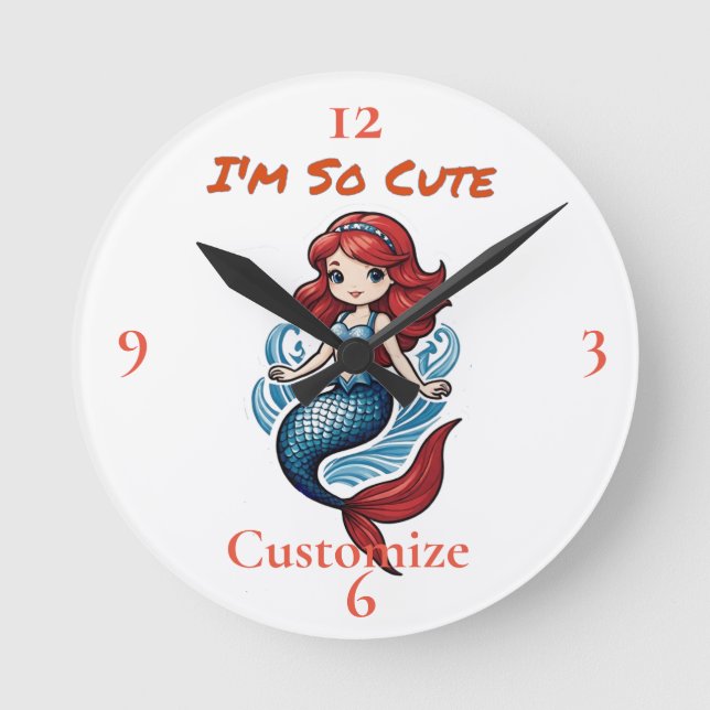 I'm So Cute Mermaid Thunder_Cove  Round Clock (Front)