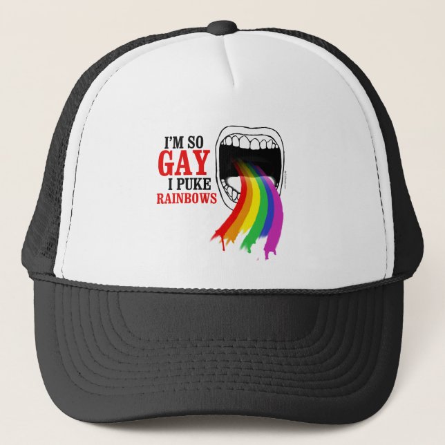 I'm so gay, I puke Rainbows Trucker Hat (Front)