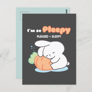 I'm so Pleepy: Bunny Hugging Carrot Pillow Postcard