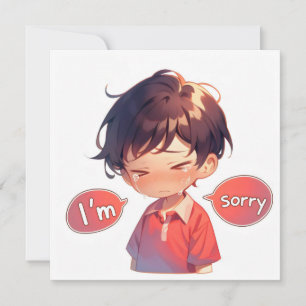 I'm Sorry Anime Boy Cry Card