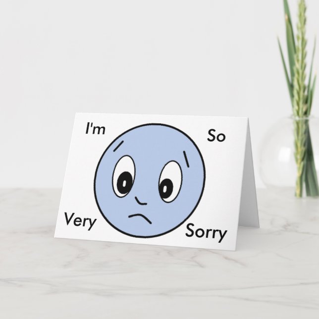 "Im Sorry" Blue Sad Face Card (Front)
