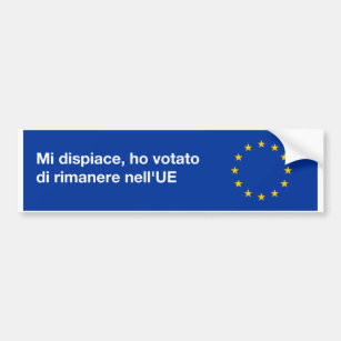 'I'm sorry EU' bumper sticker in Italian