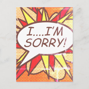 I'M SORRY Fun Retro Comic Book Pop Art Postcard