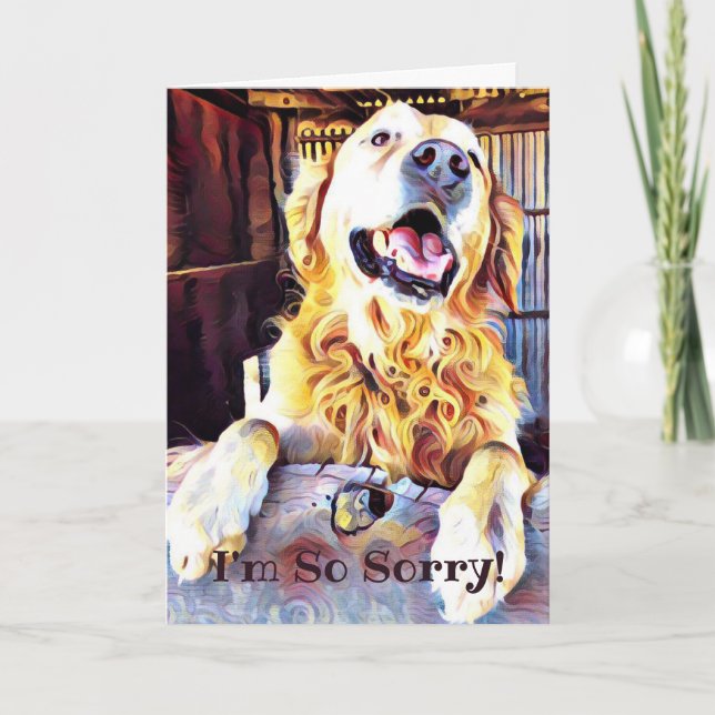 I'm Sorry Golden Retriever Art Belated Birthday Card (Front)